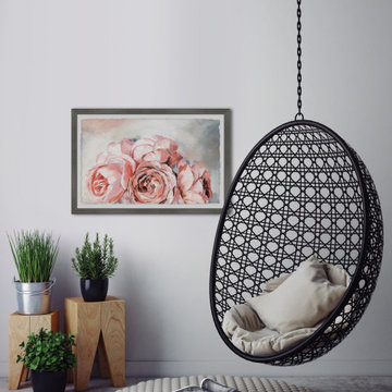 "Pink Rose Bouquet" Framed Painting Print