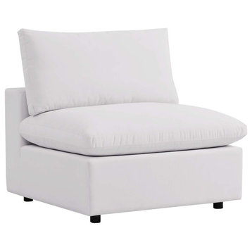 Commix Overstuffed Outdoor Patio Armless Chair White -4902