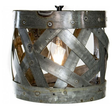 Wine Barrel Ring Pendant Light - Varten - made from CA Wine Barrels, Black Pendant Cord
