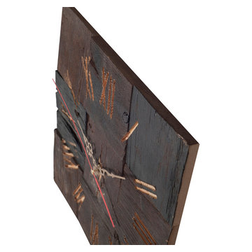 Clock wooden dimonds time brown / roman