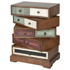 Enchanting Wooden Chest With 5 Drawers Walnut Brown Industrial