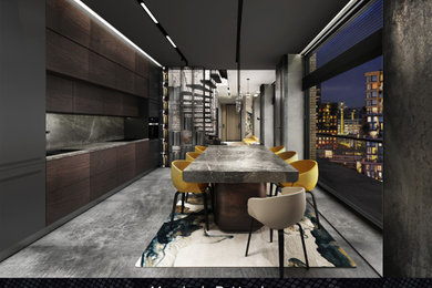 Inspiration for a large industrial home design remodel in Amsterdam