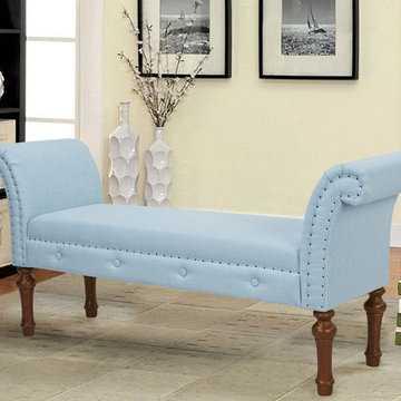 Elise Roll Arm Entryway Bench, Blue