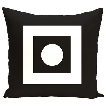 Square Peg Round Circle Geometric Print Pillow, Black, 16"x16"
