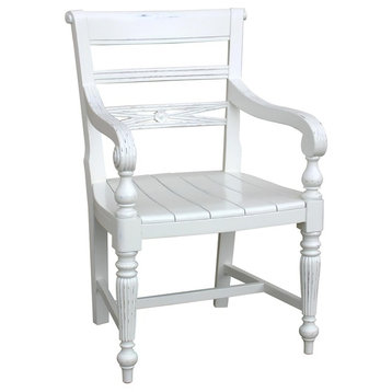 Arm Chair TRADE WINDS RAFFLES Traditional Antique Arms Painted White