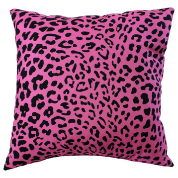 Leopard Print Decorative Pillow, 16x16, Pink
