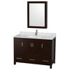 48" Single Vanity,Espresso,White Carrara Marble Top,Sink,Medicine Cabinet