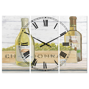 White Chardonnay Wine Bottles Farmhouse Multipanel Metal Clock