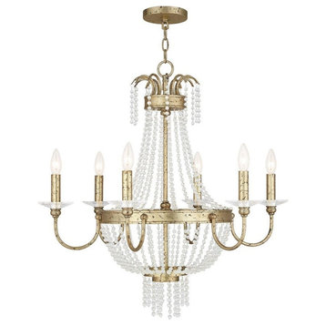 French Country Traditional Six Light Chandelier-Winter Gold Finish - Chandelier