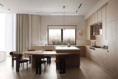 Example of a minimalist kitchen design in Los Angeles