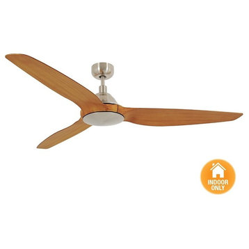 Lucci Air Type A 60" Ceiling Fan, Brushed Chrome and Teak