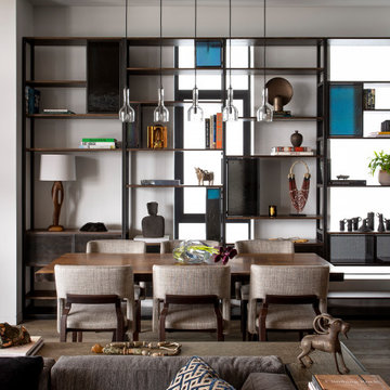 Proper Terrace Penthouse Dining with Handblown Glass Pendants