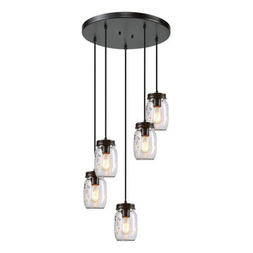 LNC 5-Light Chandeliers Spiral Glass Jar Ceiling Linear Kitchen Island Lighting