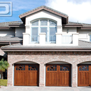 Custom Wood Garage Doors With Diamond Pattern Designer Glass Cluster