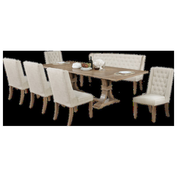 Rustic Wood Dining Set, 7-Piece With Bench