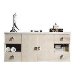 48 inch Floating Single Sink Bathroom Vanity Vanilla Oak Finish - Bathroom Vanities And Sink Consoles