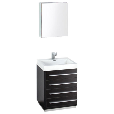 Fresca Livello 24" Black Modern Bathroom Vanity With Medicine Cabinet