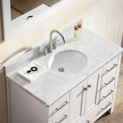 43 inch Single Sink Bathroom Vanity Set White Finish, Carrara White Marble Top - Bathroom Vanities And Sink Consoles