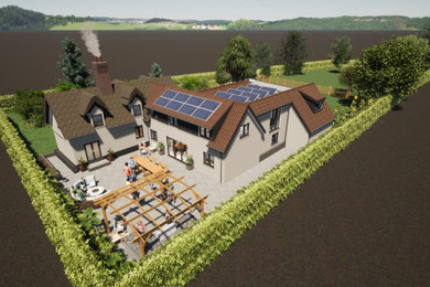 Rear courtyard aerial view