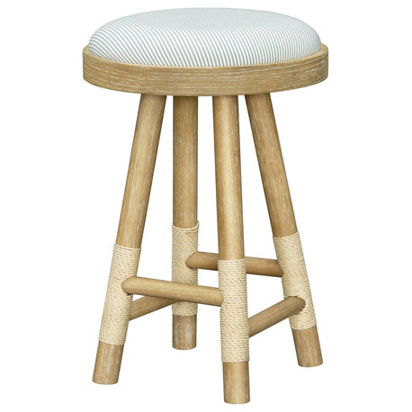 Livabliss x Becki Owens Traditional Counter Stool, Blue/Tan, 26"H 17"W 17"D