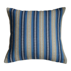 KH Window Fashions, Inc. - Textured Stripe Decorative Pillow, Shades of Blue/Tan, Without Insert - Decorative Pillows
