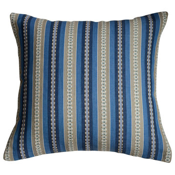 Textured Stripe Decorative Pillow, Shades of Blue/Tan, Without Insert