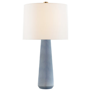 Athens Large Table Lamp in Polar Blue Crackle with Linen Shade
