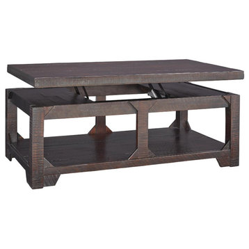 Rogness Casual Rustic Brown Lift Top Cocktail Table