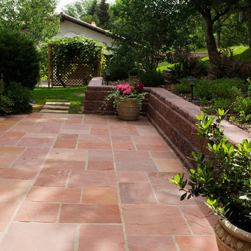 Cut Flagstone Patio with Retaining Wall