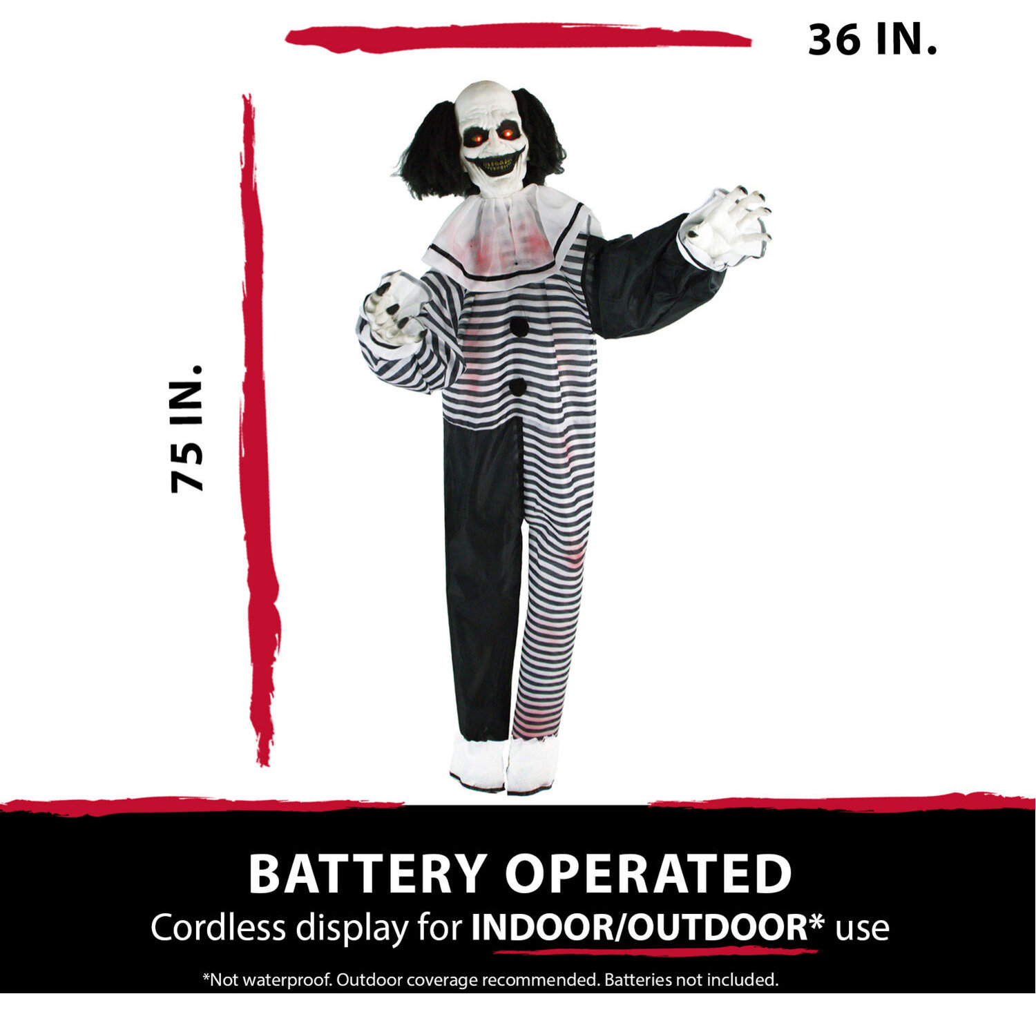 Life-Size Animatronic Clown, Indoor/Outdoor Halloween Decoration