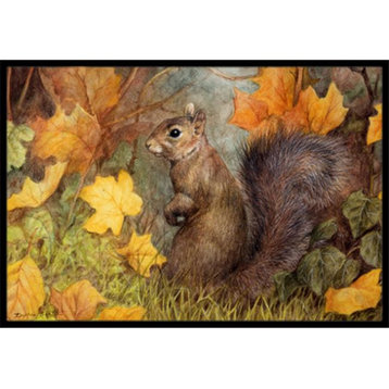 Carolines Treasures BDBA0097JMAT Gray Squirrel, Fall Leaves, Indoor/Outdoor Mat