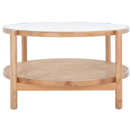 Safavieh Couture Karyna Rattan and Glass Coffee Table Natural/Clear
