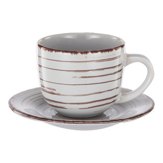 Oasis Italian Cup Saucer Set | 120 ML | White & Gold | Set of 12 Pcs