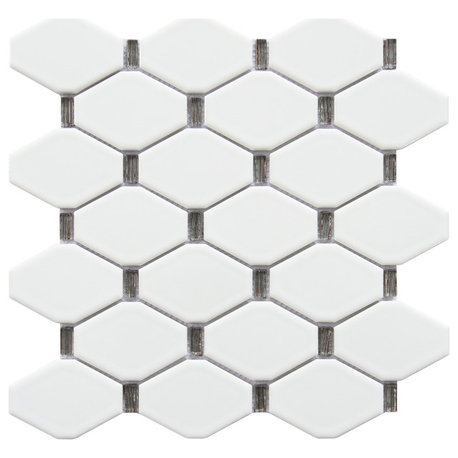 Badajoz 11.5x10.94, Honeycomb Glass Mosaic Tile, White/Brown, Box of 11