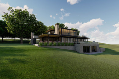 Modern two-story stone exterior home idea in New York