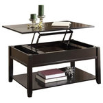 Decor Love - Transitional Coffee Table, Lower Shelf and Lift Up Top With Storage Space, Black - - The coffee table offers a transitional style in a black finish.