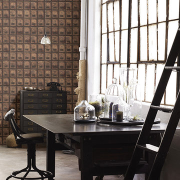 Vintage P.O. Boxes Rust Distressed Metal Wallpaper