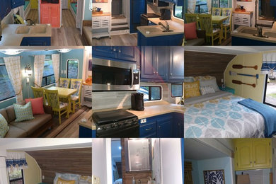 Example of a small beach style home design design in Other