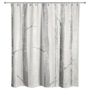 Gray Forest Tree 71x74 Shower Curtain