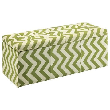 Furniture of America Laina Contemporary Fabric Storage Bench in Green