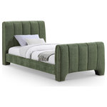 Meridian Furniture - Camila Upholstered Bed, Green, Twin, Chenille Fabric - Redefine your bedroom with the Camila green chenille fabric twin bed, enveloped in plush chenille for an irresistibly soft touch. Its deep channel tufting brings both texture and sophistication, lending a bold yet elegant vibe to the contemporary design. This bed makes a striking statement, offering the perfect balance of style and comfort to turn your sleeping space into a modern sanctuary.