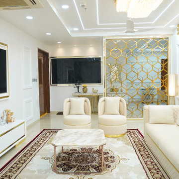 Living Room Interior - My Home Bhooja - 3bhk