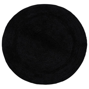 Waterford Absorbent Cotton and Machine washable Bath Rug 22" Round, Black