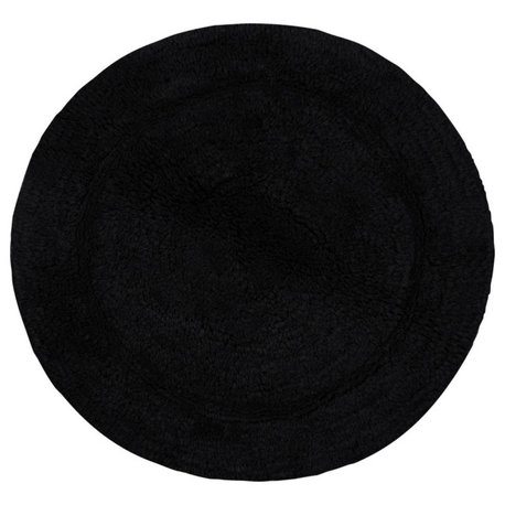 Waterford Absorbent Cotton and Machine washable Bath Rug 22" Round, Black