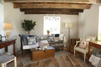 Living room - small rustic loft-style living room idea in Philadelphia