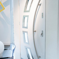 Modern Exterior Door in White Finish. Hurricane impact entry door - Front Doors