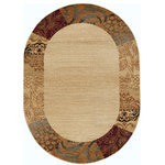 Tayse Rugs - Sedona Transitional Floral Beige Oval Area Rug, 5' x 7' Oval - Invoke a sense of tranquility with the natural colors and patterns of this transitional area rug. Featuring an antique ivory and buff beige field surrounded by a botanical border with burnished gold