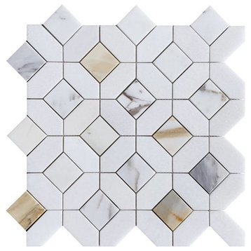 Mosaics Calacatta Marble Tile Hexagon Pattern Gold