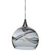 Swell Pendant Form No. 767, Gray Glass Shade, Brushed Nickel Hardware, 4W LED