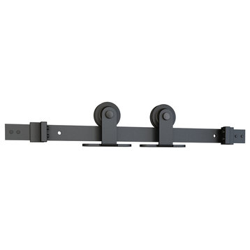 Black Solid Steel Sliding Barn Door Hardware Kit,, Soft Close 78"